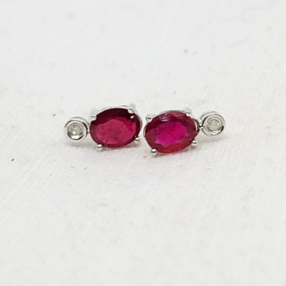 Ruby and diamond stud earrings
